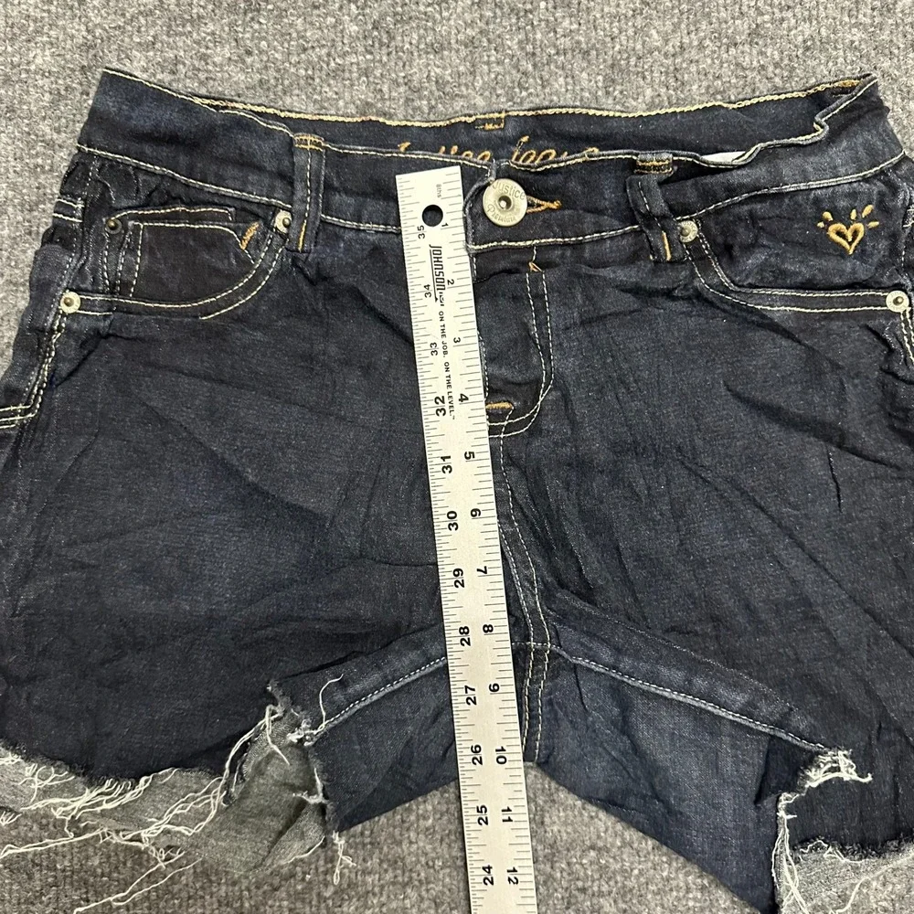 Justice Denim Shorts Girls Size 12 Dark Wash Cut Off Raw Hem Casual Summer